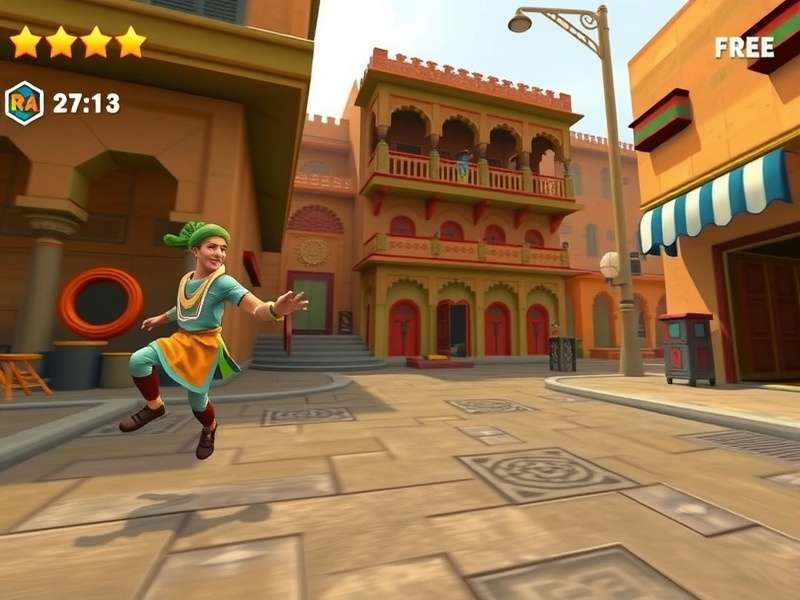 Spiced Chai Escape Run gameplay screenshot showing a character running through Indian streets